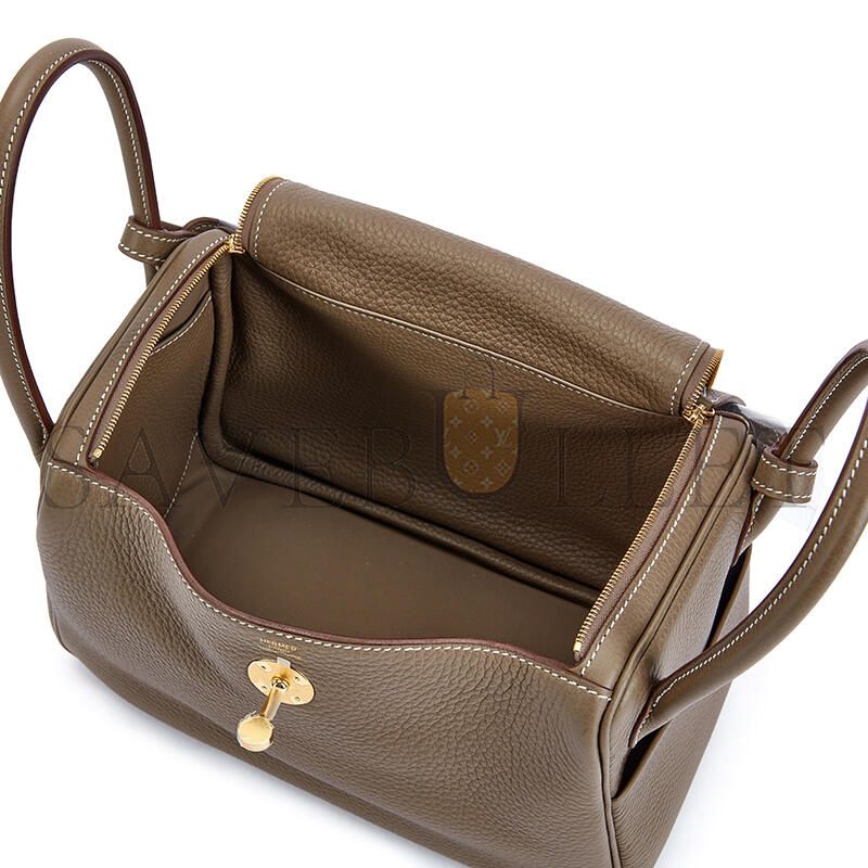 H**mes MASTER LINDY 26 CLEMENCE ÉTOUPE GOLD HARDWARE (26*18*12cm)